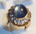 Vintage 14K Gold Star Aquamarine & Goshenite Ring 