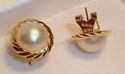 Vintage 14K Gold Mabe Pearl Omega-Back Pierced Ear