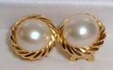 Vintage 14K Gold Mabe Pearl Omega-Back Pierced Ear