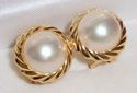 Vintage 14K Gold Mabe Pearl Omega-Back Pierced Ear