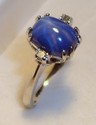 Vintage 14K White Gold Star Sapphire & Diamond Rin