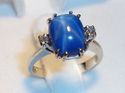 Vintage 14K White Gold Star Sapphire & Diamond Rin