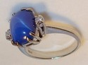 Vintage 14K White Gold Star Sapphire & Diamond Rin