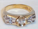 Vintage 14K Yellow & White Gold Cubic Zirconia Rin