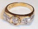 Vintage 14K Yellow & White Gold Cubic Zirconia Rin