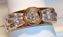 Vintage 14K Yellow & White Gold Cubic Zirconia Rin