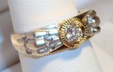 Vintage 14K Yellow & White Gold Cubic Zirconia Rin