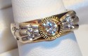 Vintage 14K Yellow & White Gold Cubic Zirconia Rin