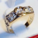 Vintage 14K Yellow & White Gold Cubic Zirconia Rin