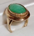 Vintage 14K Yellow Gold Imperial Jade Ring (6¼) 