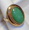 Vintage 14K Yellow Gold Imperial Jade Ring (6¼) 