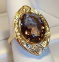 Vintage JTC 14K Yellow Gold Smoky Quartz Ring (6¼