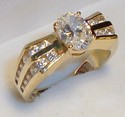 Vintage 14K Yellow Gold DQ Cubic Zirconia Ring (6)