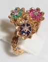 Vintage 10K Yellow Gold Multi-Gem & Diamond Ring (