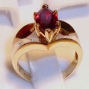 Vintage AJ © 10K Yellow Gold Mozambique Garnet Ri