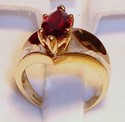 Vintage AJ © 10K Yellow Gold Mozambique Garnet Ri