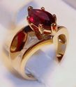 Vintage AJ © 10K Yellow Gold Mozambique Garnet Ri