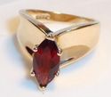 Vintage AJ © 10K Yellow Gold Mozambique Garnet Ri