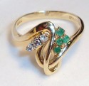 Vintage Style Crest 14K Gold Emerald & Diamond Rin