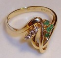 Vintage Style Crest 14K Gold Emerald & Diamond Rin