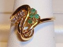 Vintage Style Crest 14K Gold Emerald & Diamond Rin