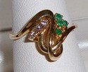 Vintage Style Crest 14K Gold Emerald & Diamond Rin