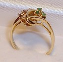 Vintage Style Crest 14K Gold Emerald & Diamond Rin