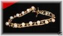 Vintage MA 14K Solid Yellow Gold Pearl Bracelet, 7