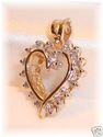 Vintage BA 14K Solid Gold Diamond Heart Pendant