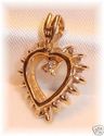 Vintage BA 14K Solid Gold Diamond Heart Pendant