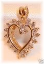 Vintage BA 14K Solid Gold Diamond Heart Pendant