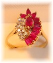 Vintage IK 14K Gold Ruby & Diamond Ring (6½) 