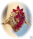 Vintage IK 14K Gold Ruby & Diamond Ring (6½) 