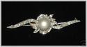 Antique 14K White Gold Baroque Pearl & Diamond Bro