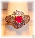 Dazzling 14K Gold Ruby & Cubic Zirconia Ring (7) 