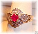 Dazzling 14K Gold Ruby & Cubic Zirconia Ring (7) 