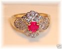 Dazzling 14K Gold Ruby & Cubic Zirconia Ring (7) 