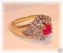 Dazzling 14K Gold Ruby & Cubic Zirconia Ring (7) 