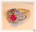 Dazzling 14K Gold Ruby & Cubic Zirconia Ring (7) 