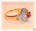 Dazzling 14K Gold Ruby & Cubic Zirconia Ring (7) 