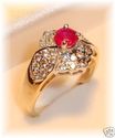 Dazzling 14K Gold Ruby & Cubic Zirconia Ring (7) 