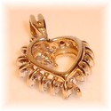 Vintage BA 14K Solid Gold Diamond Heart Pendant