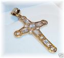 10K Yellow Gold Cubic Zirconia Cross Pendant   