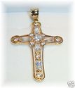 10K Yellow Gold Cubic Zirconia Cross Pendant   