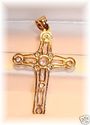 10K Yellow Gold Cubic Zirconia Cross Pendant   