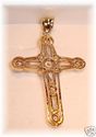 10K Yellow Gold Cubic Zirconia Cross Pendant   