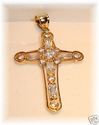 10K Yellow Gold Cubic Zirconia Cross Pendant   