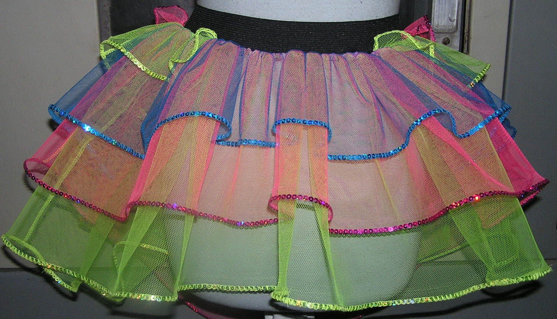 Neon UV Multi color Rainbow Tutu Skirt Peacock Bustle dance Festivel ...