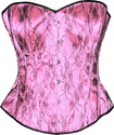 Baby Pink Black Lace Brocade Victorian Corset Over