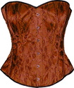 Brown Satin Black Lace Brocade Victorian Corset Ov